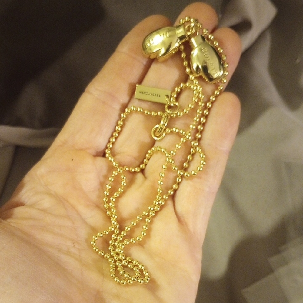Marc Jacobs Gold Tone " Hit It , Quit It"  Beaded Necklace